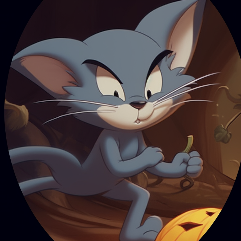 Tom and Jerry with a pumpkin, vibrant colors and playful expressions. tom and jerry matching pfp halloween theme collection pfp for discord.