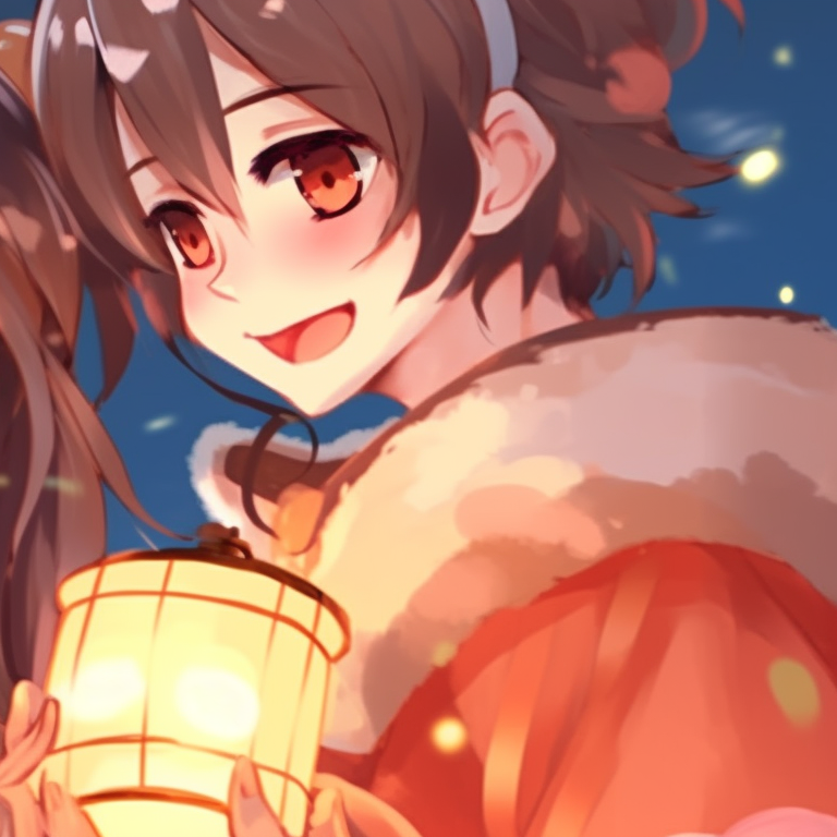 Two characters building a snowman, vibrant colors and dynamic movement, in a wintry scene. unique matching hu tao christmas pfp pfp for discord.