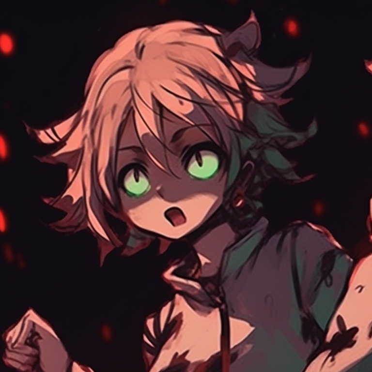 Two characters in Halloween-themed costumes, detailed pumpkin patterns and pale color palette. mha matching pfp halloween theme party designs pfp for discord.