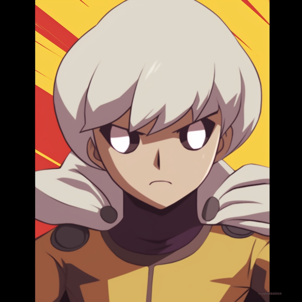 A confused Saitama in a funny circumstance, minimalistic art style with emphasis on character expression. anime pfp funny scenes pfp for discord.