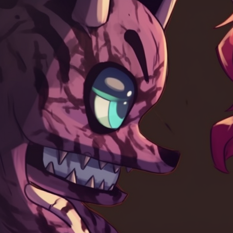 Two characters in a mirror image, high contrast with both dark and bright colors. awesome fnaf pfps to match pfp for discord.