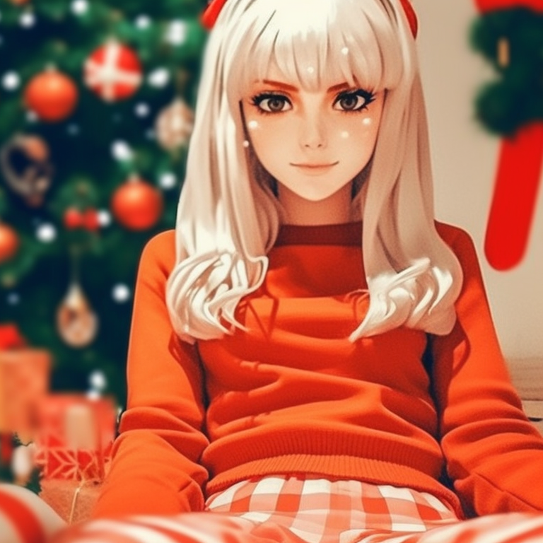 Two characters with Santa hats, cartoonish style and prominent red and white colors. stylish preppy christmas pfp matches pfp for discord.