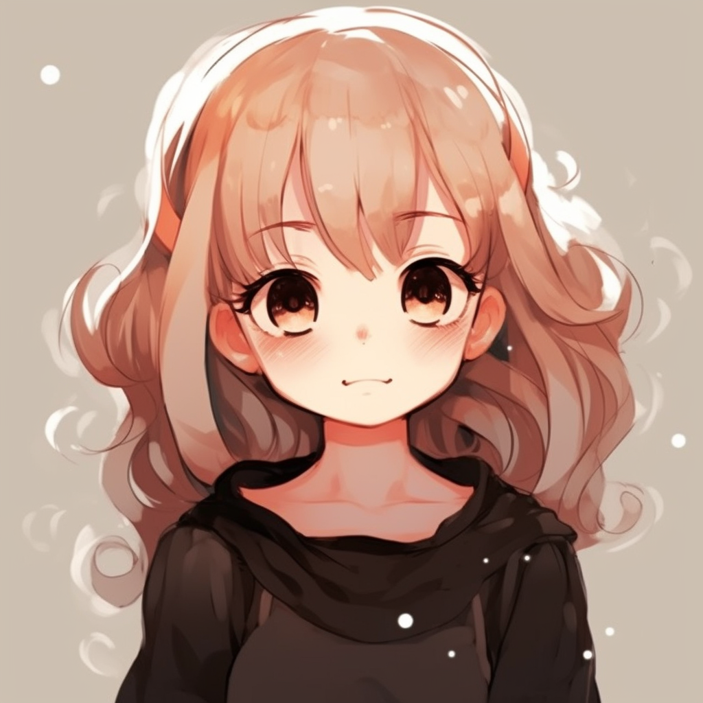 An anime girl portrayed in playful chibi art style with lively facial expression. cute anime profile pictures for girls pfp for discord.