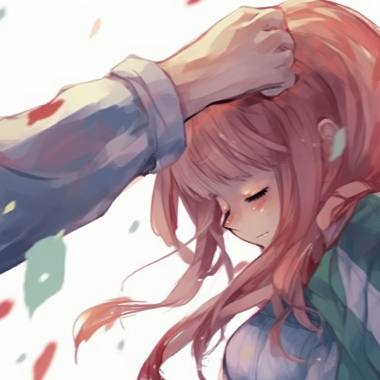 Two characters affectionately interacting, light pastel shades and nighttime setting. cute couple matching pfp pfp for discord.