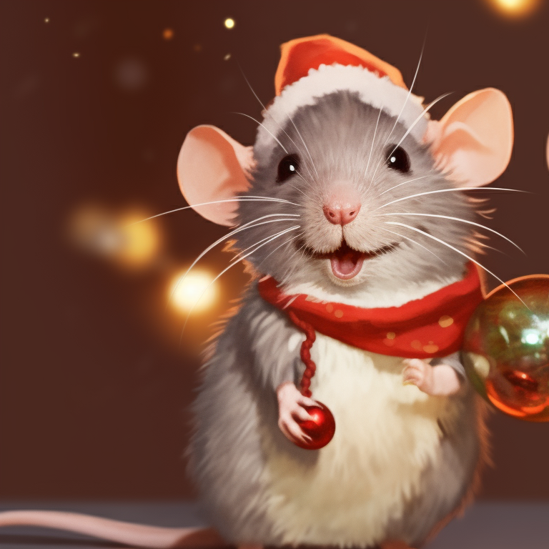 Two rat characters with matching Santa hats, detailed with sparkling lights and snowy background. jolly rat matching christmas pfp pfp for discord.