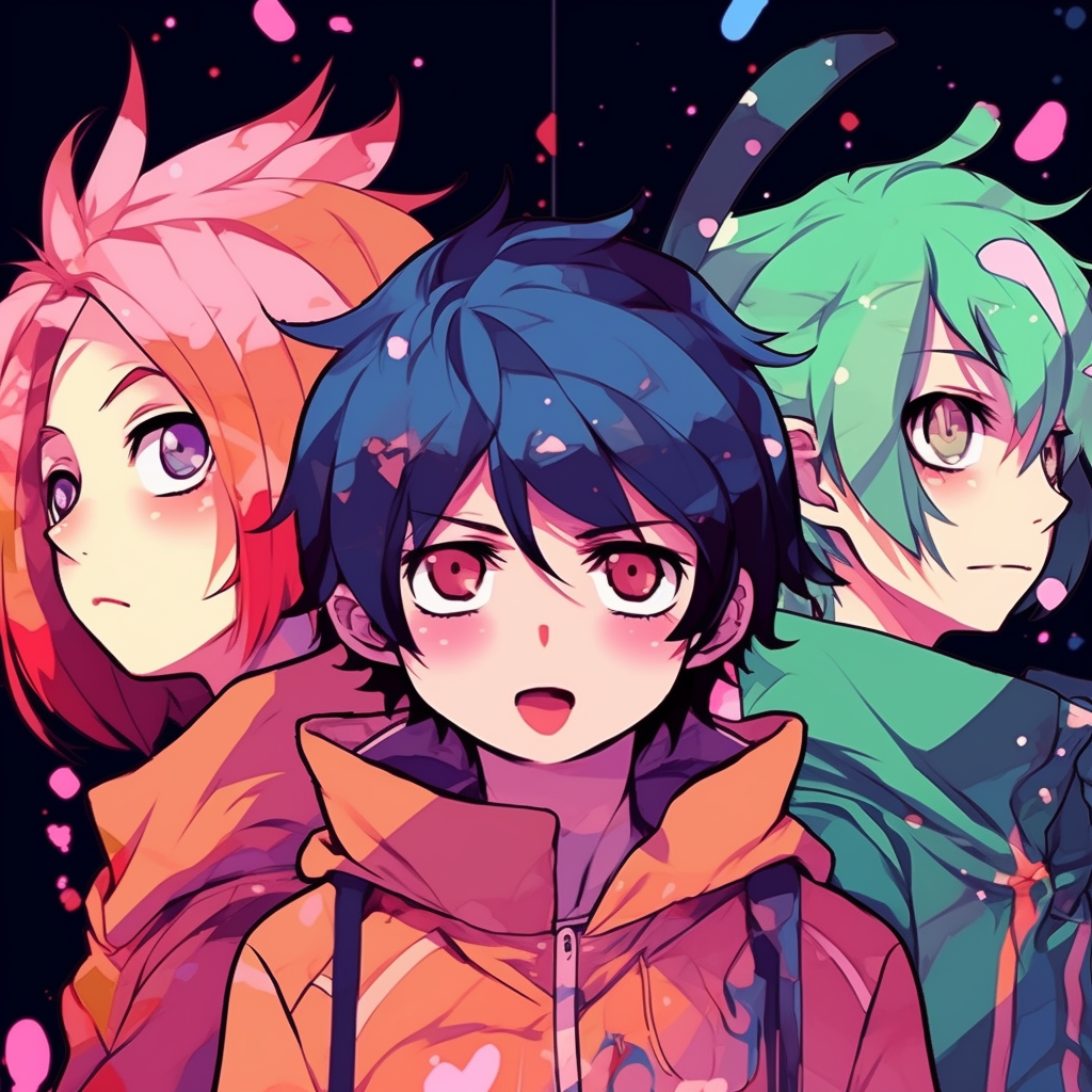 Close-up of Naruto, Sasuke, and Sakura, highlighting each character's unique features and expressions. anime 3 matching pfp popular choices