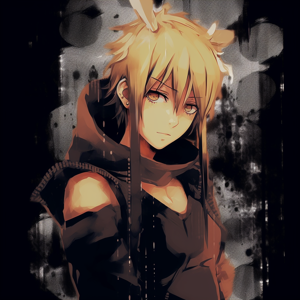 Close-up of Naruto with grunge effects, prominent edgy lines and smoky details. innovative grunge anime pfp