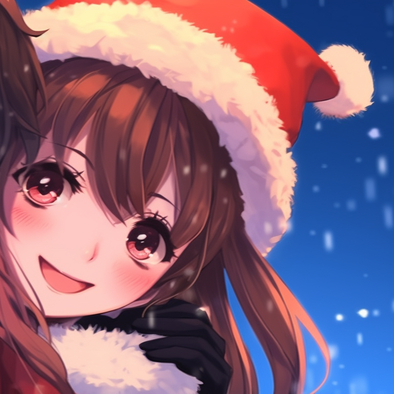 Two characters, festive colored outfits, elaborate details and eye-catching expressions. best matching christmas discord pfp versions pfp for discord.