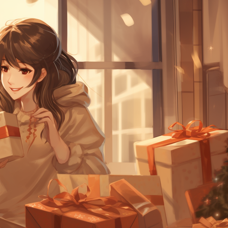 Two characters decorating a Christmas tree, dynamic lines and vivid decorations. rustic matching christmas tiktok pfp pfp for discord.