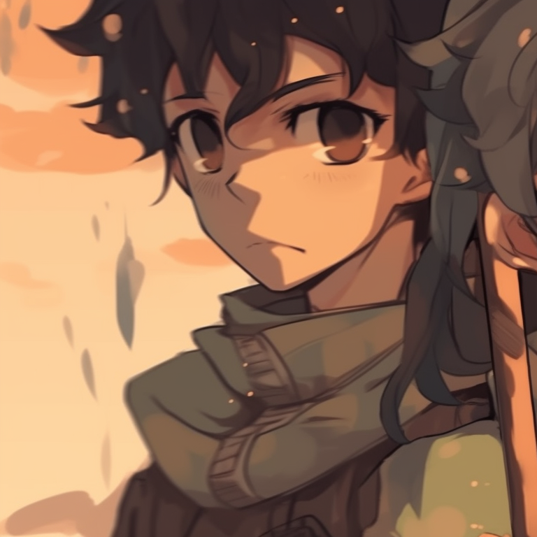 Characters in gothic clothing, high contrast and rich colors. anime themed matching pfp pfp for discord.