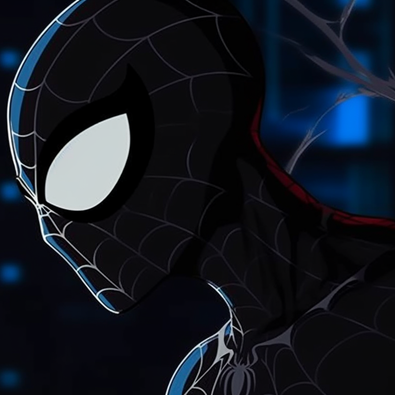 Spiderman and Venom, dark colors with high contrast, facing unknown danger together. best matching spiderman pfp images pfp for discord.