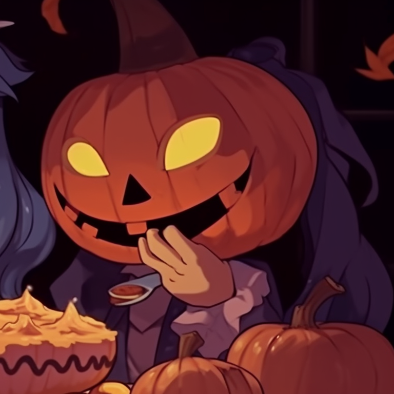 Two characters chasing a turkey, dynamic poses and lots of motion lines. thanksgiving style halloween matching pfp for duo pfp for discord.