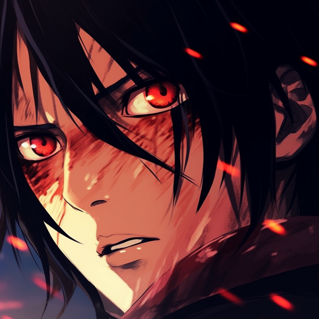Eren surrounded by a fiery aura, emphasising his intense expression, detailed art. male fire anime pfp