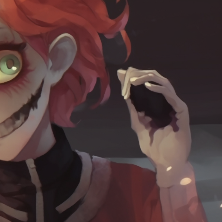 Two characters grinning eerily, painted in pastel hues against a chilling backdrop. non anime matching halloween theme profiles pfp for discord.