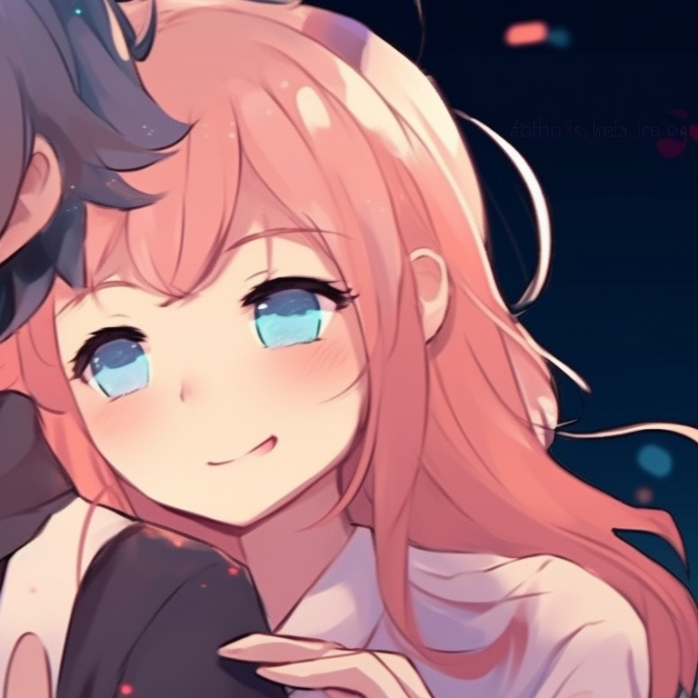 Two characters, vibrant colors and starry backdrop, smiling. cute matching pfp for besties ideas pfp for discord.