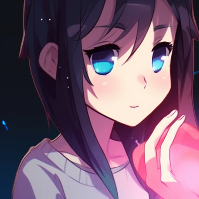 Two characters in pastel shades, matching outfits, hands intertwined. matching pfp for besties with quotes pfp for discord.