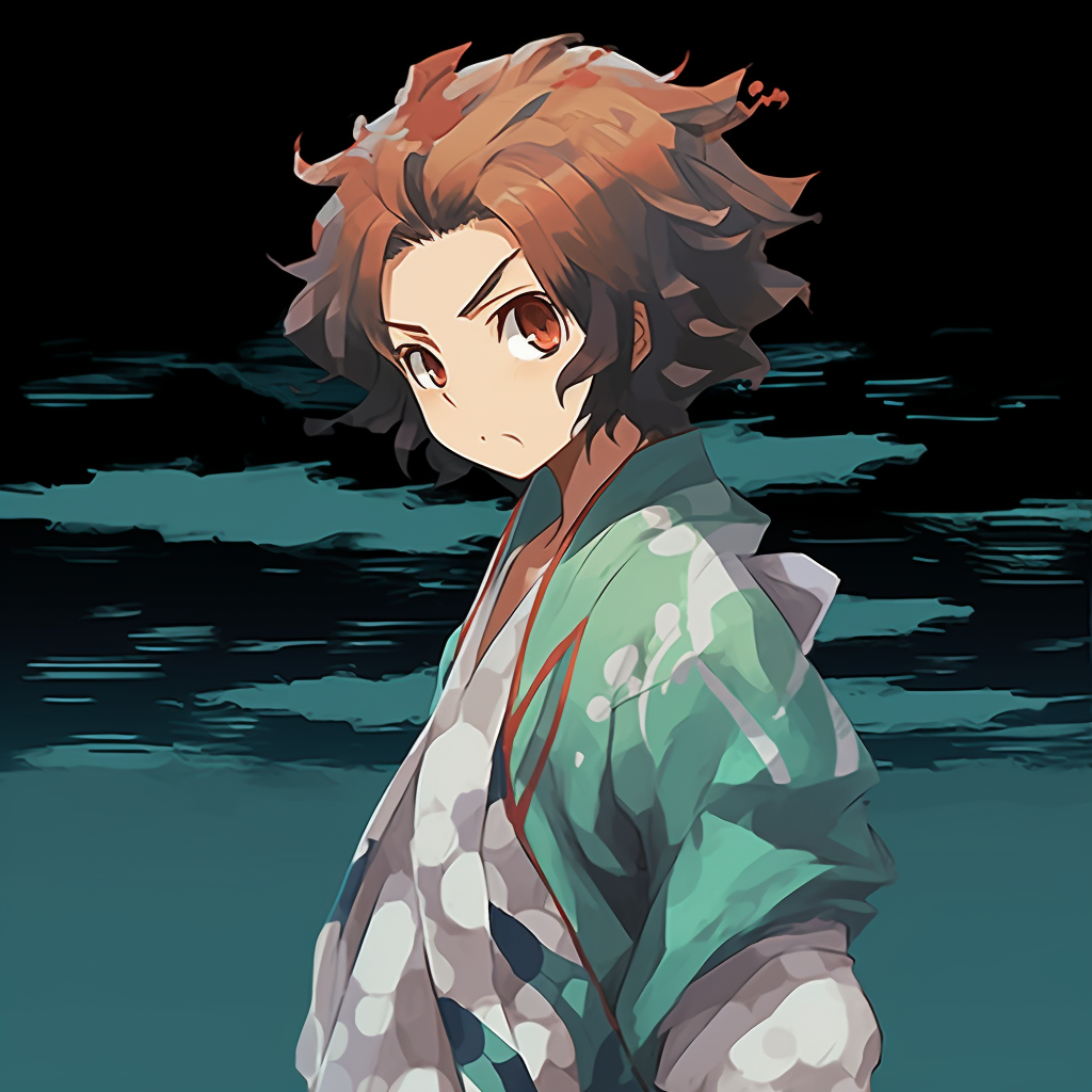 Tanjiro executing Water Breathing technique, fluid lines and cool blue hues. trending animated pfp