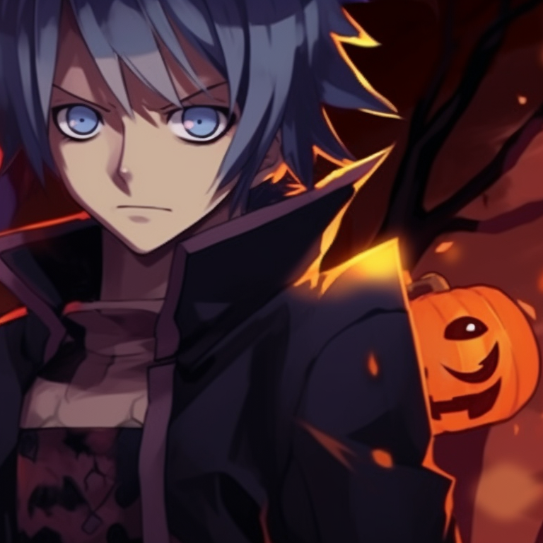 Naruto and Sasuke, a dynamic showcase of their Halloween costumes, bright hues and the distinctive Sharingan and Rinnegan eyes. sharingan and rinnegan naruto, sasuke halloween pfp pfp for discord.