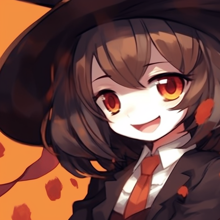 Characters sharing laughter in front of a carved pumpkin, both dressed in fun stylized skeleton costumes, playful lines and vibrant hues. halloween couple matching pfp pfp for discord.