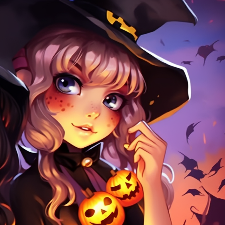 Two characters dressed in gothic Halloween costumes, dark tones, and intricate patterns. halloween theme matching pfp creation pfp for discord.