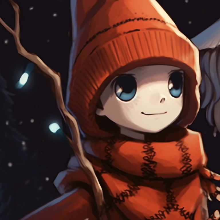 Two characters, one dressed as a gothic Santa and the other as a spooky reindeer, vibrant red contrasted with eerie green. spooky christmas matching pfp designs pfp for discord.