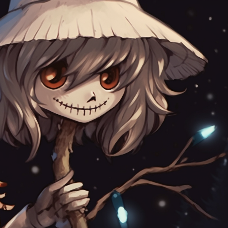 Two characters, one dressed as a gothic Santa and the other as a spooky reindeer, vibrant red contrasted with eerie green. spooky christmas matching pfp designs pfp for discord.