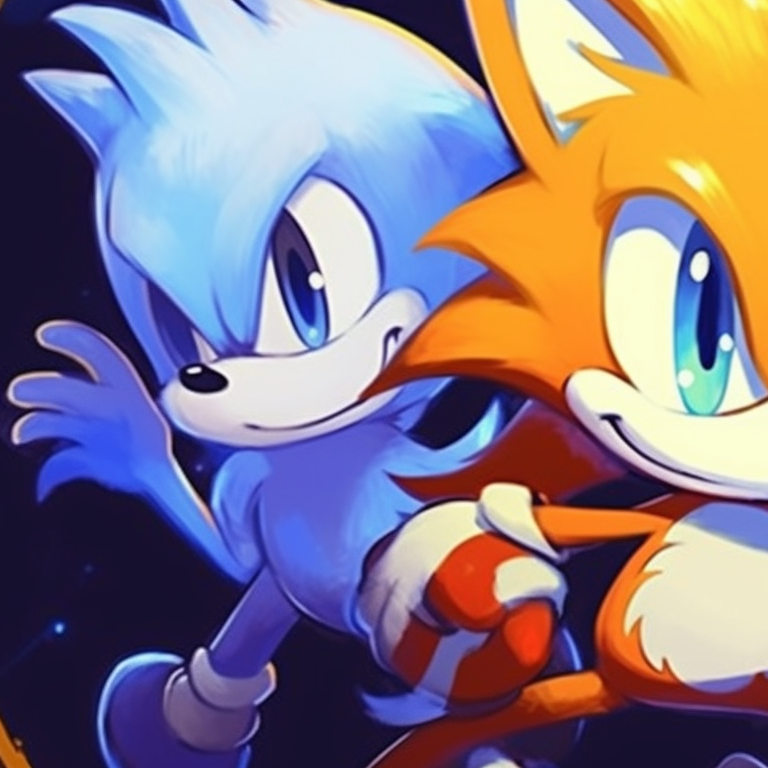 Sonic and Tails, depicted as ghouls with devilish grins, surrounded by an unsettling atmosphere and eerie lighting. spooky sonic and tails matching pfp pfp for discord.