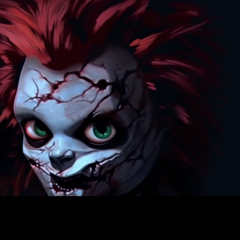 Chucky and Tiffany facing each other, colors heavily saturated, creating a sinister mood. halloween matching pfp: chucky and tiffany theme pfp for discord.