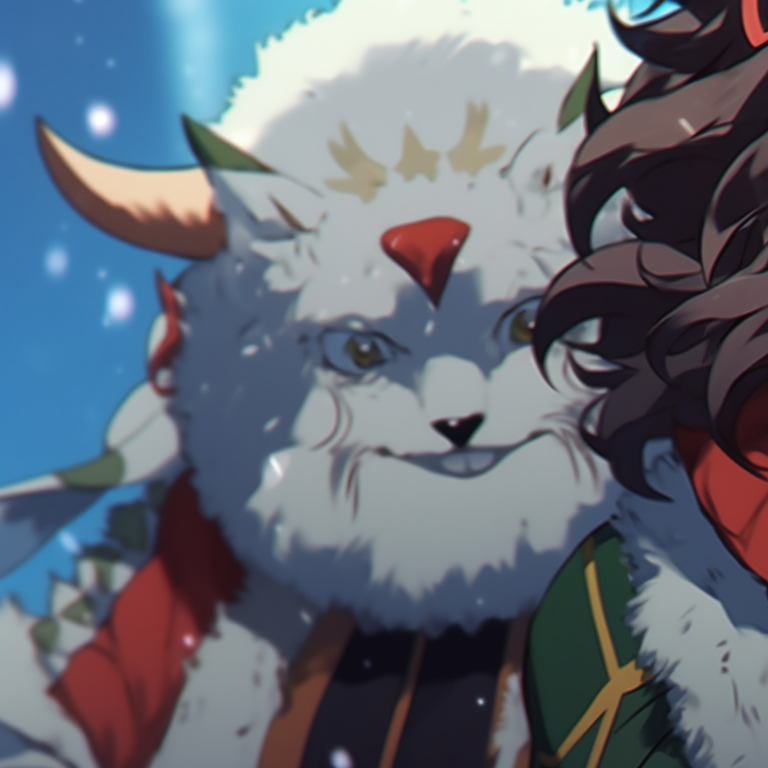 Two characters facing off with playful smiles, a festive motif, and vivid colors bringing out the dynamic competitiveness. demon slayer christmas wallpapers pfp pfp for discord.