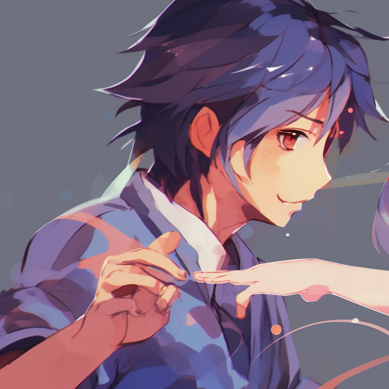 Two characters in action poses, dynamic lines, and bold colors. attractive matching pfp gif pfp for discord.