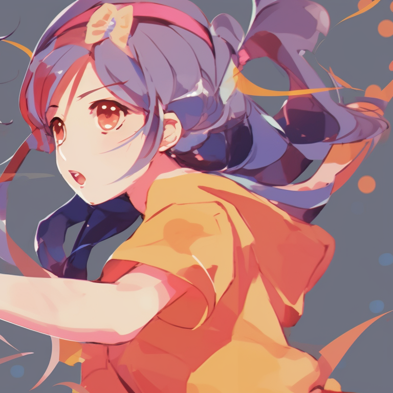 Two characters in action poses, dynamic lines, and bold colors. attractive matching pfp gif pfp for discord.