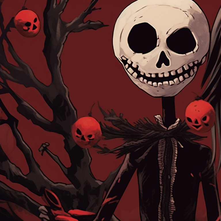 Two characters singing ominous Christmas carols, the stark black and white artwork punctuated by streaks of chilling blues. matching scary christmas pfp horror film art pfp for discord.