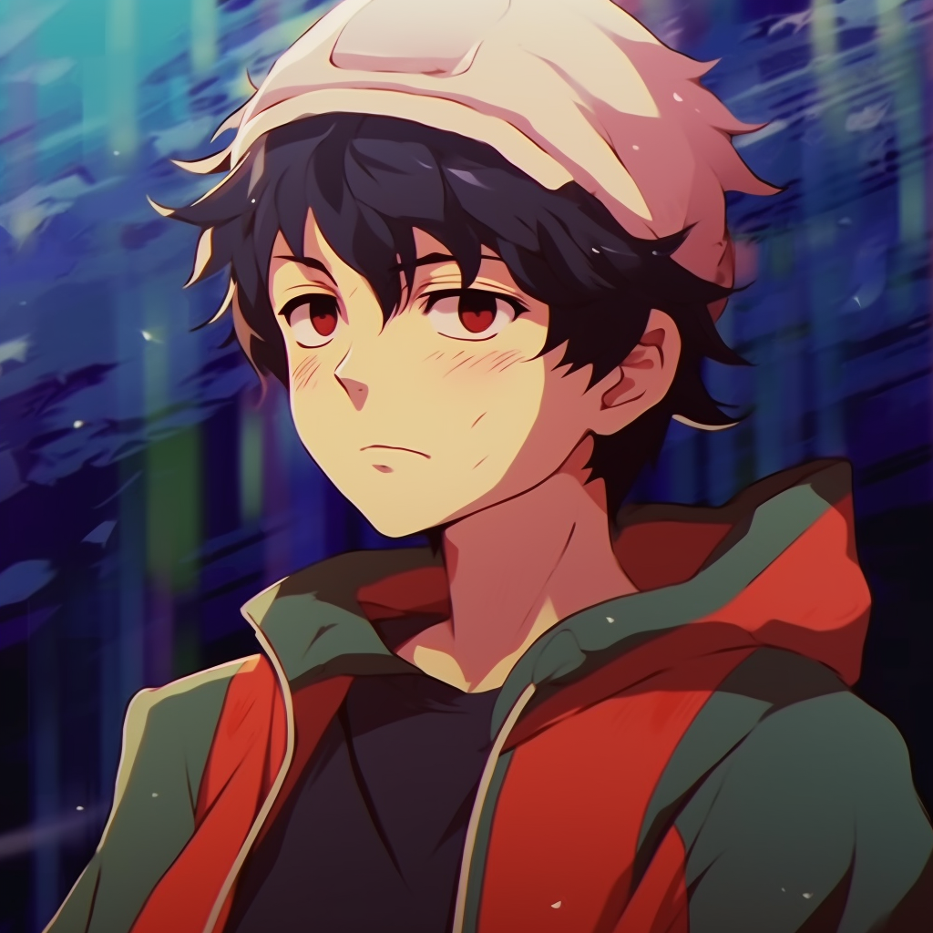 Ash Ketchum from Pokemon, bright colors and cool background. boys anime characters pfp
