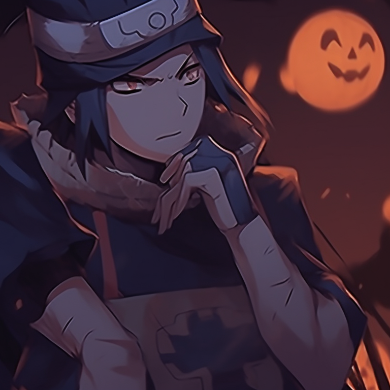 Naruto and Sasuke in ghostly forms, both sporting mischievous smirks, amidst a misty Halloween background. naruto and sasuke halloween duo pfp themes pfp for discord.