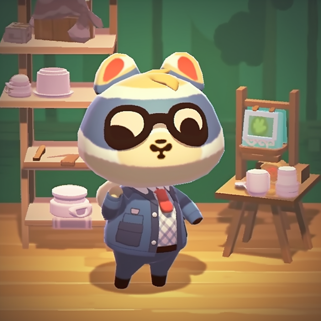 Portrait of Tom Nook, intricate details with muted earth tones. tom nook animal crossing pfp