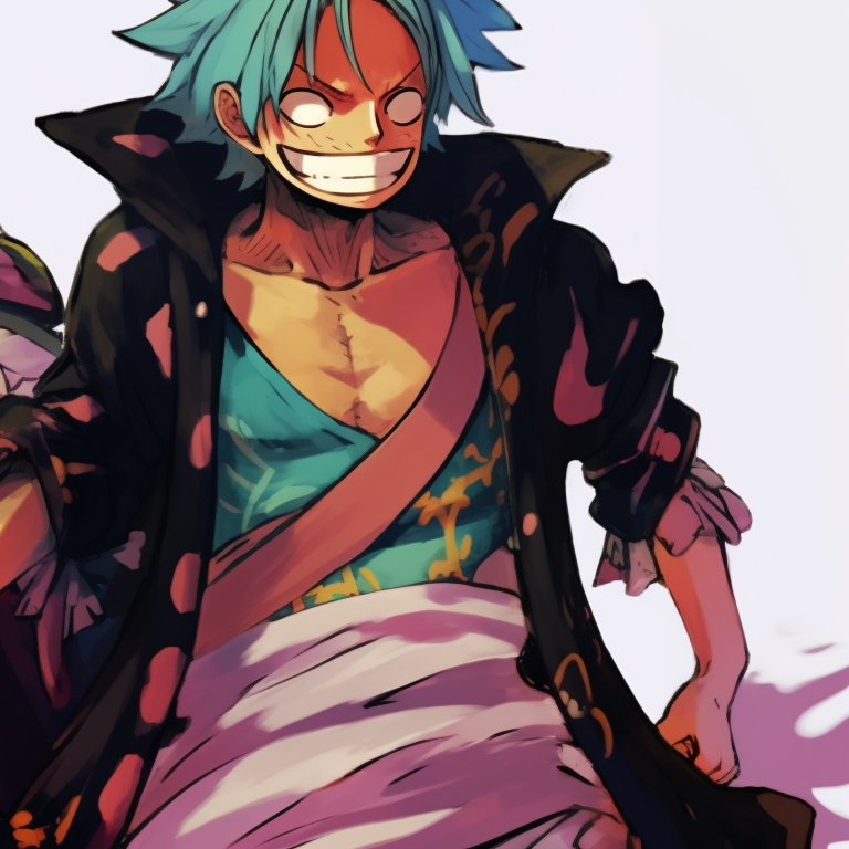 Two characters in battle stances, under a twilight sky, bold colors and intense expressions. one piece matching pfp ideas pfp for discord.