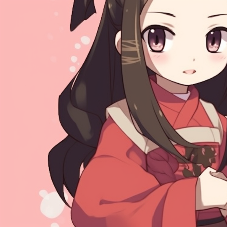 Nezuko and another character in festive attire, soft hues, and gentle, delicate lines. nezuko-themed matching christmas pfp pfp for discord.