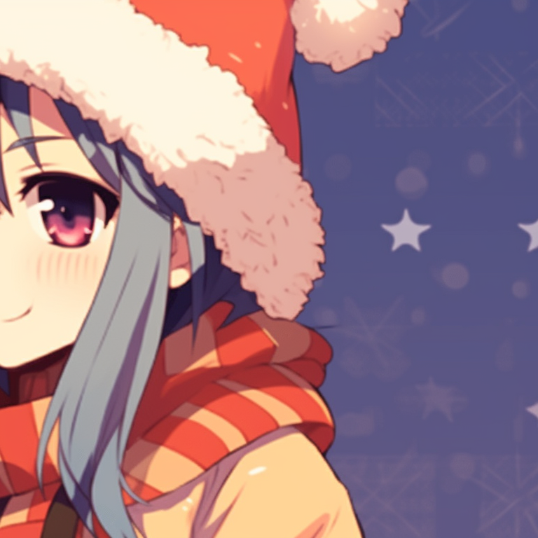 Two characters playfully dressed as Santa's elves, with a backdrop full of Christmas decorations. matching cute christmas pfp gif - couples edition pfp for discord.