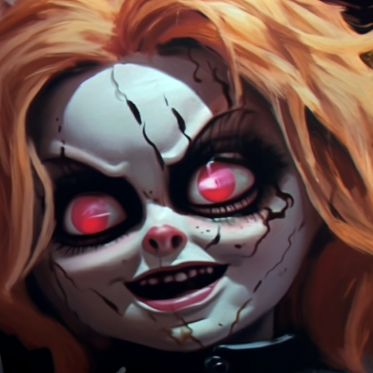 Chucky and Tiffany in matching bloody outfits, sharp linework and high contrast. chucky and tiffany pfp ideas pfp for discord.