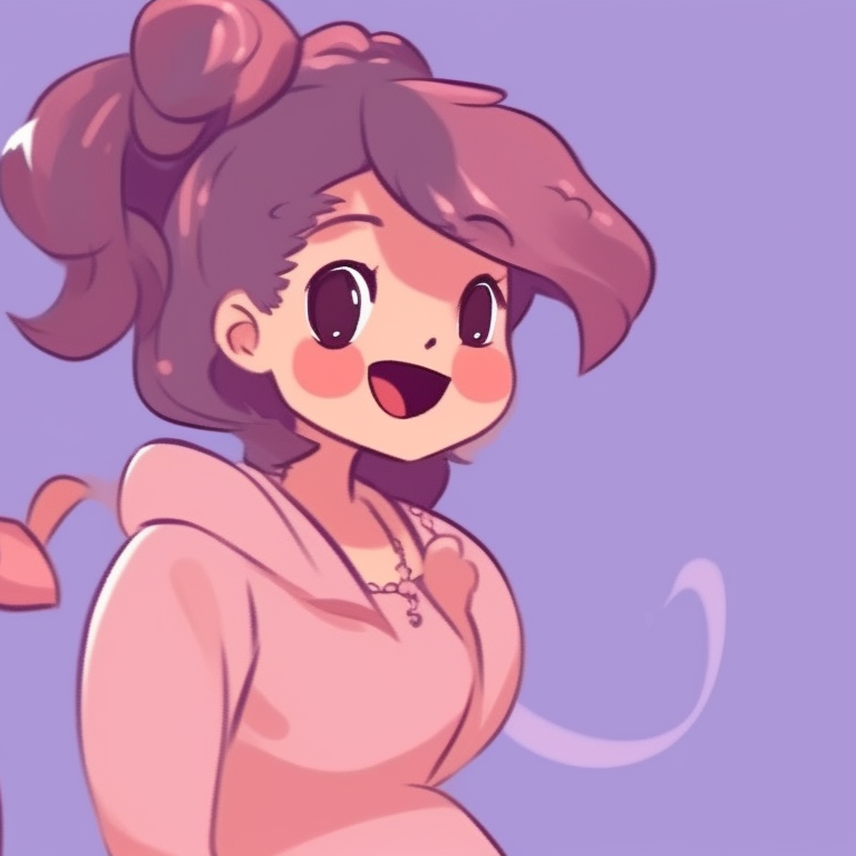 Two anime characters, soft hues and rounded details, engaged in a silly dance. funny anime inspired matching pfp pfp for discord.