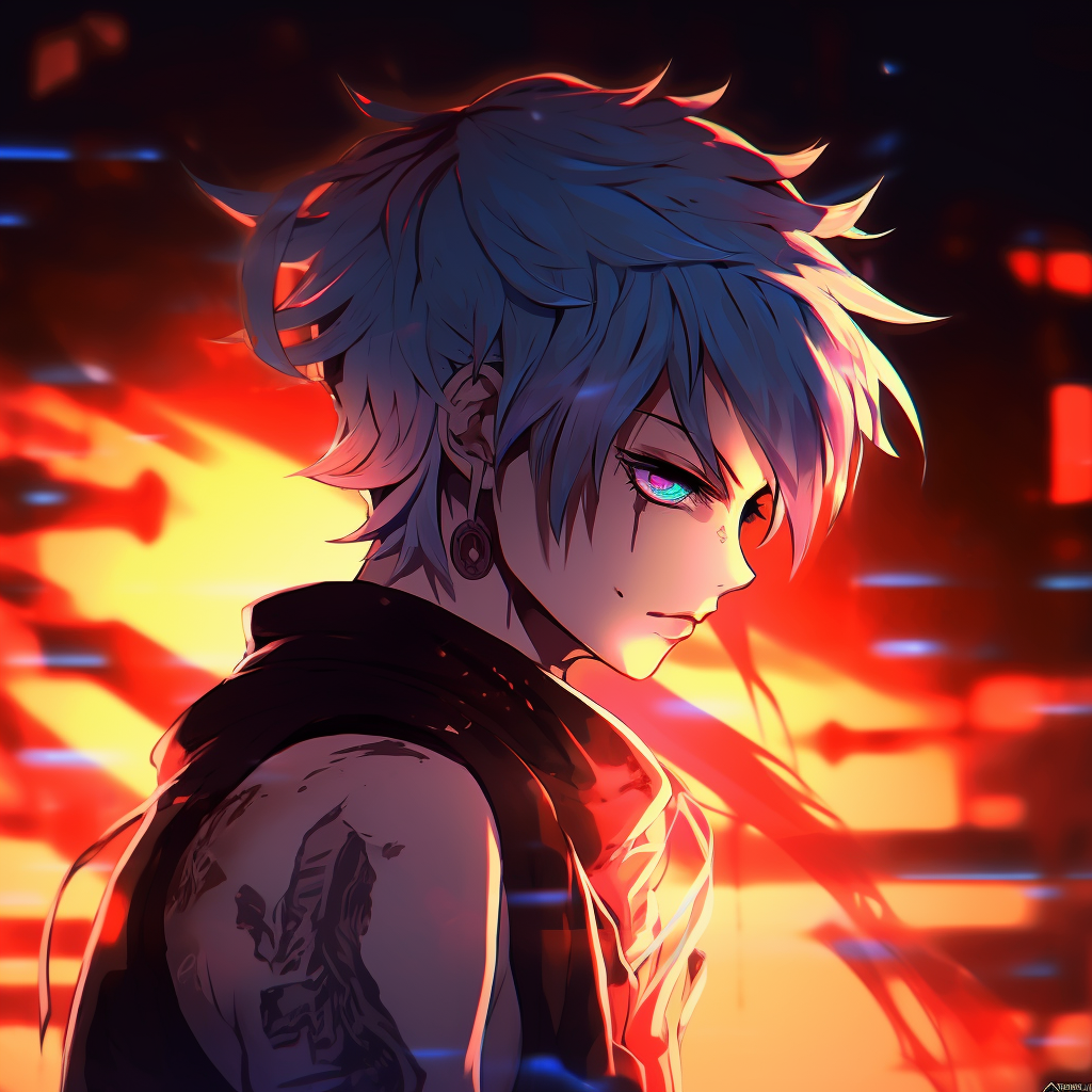 Anime boy smirking, focused detail on facial expression and soft colors. 4k anime boy profile picture