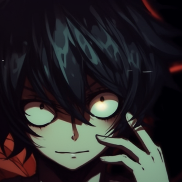 Two characters, one with a sinister smile, the other with a serious expression, both wielding sinister looking notebooks, with a full moon and dark clouds in the background. death note matching pfp halloween theme: spooky edition pfp for discord.