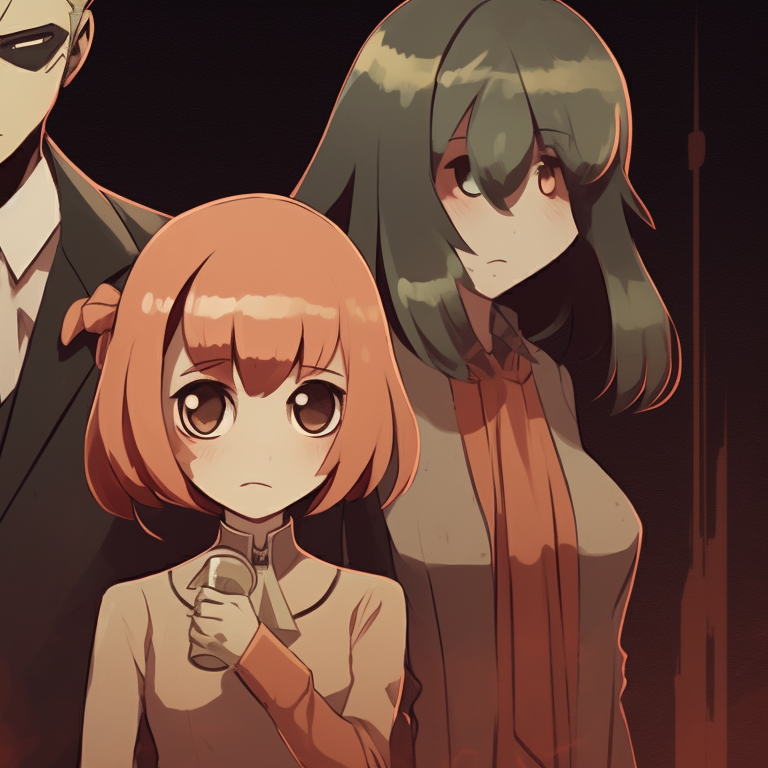 Characters in a corner with cobwebs, Halloween-themed outfits and lighting, earthy color scheme. explore spy x family halloween themed matching pfp pfp for discord.