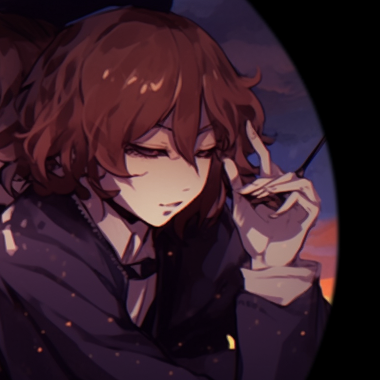 Silhouettes of Dazai and Chuuya set against a haunted house, with Halloween elements like bats and moon in the background. The silhouettes are outlined in eerie green light, adding to the dark ambience. dazai chuuya halloween pfp pfp for discord.