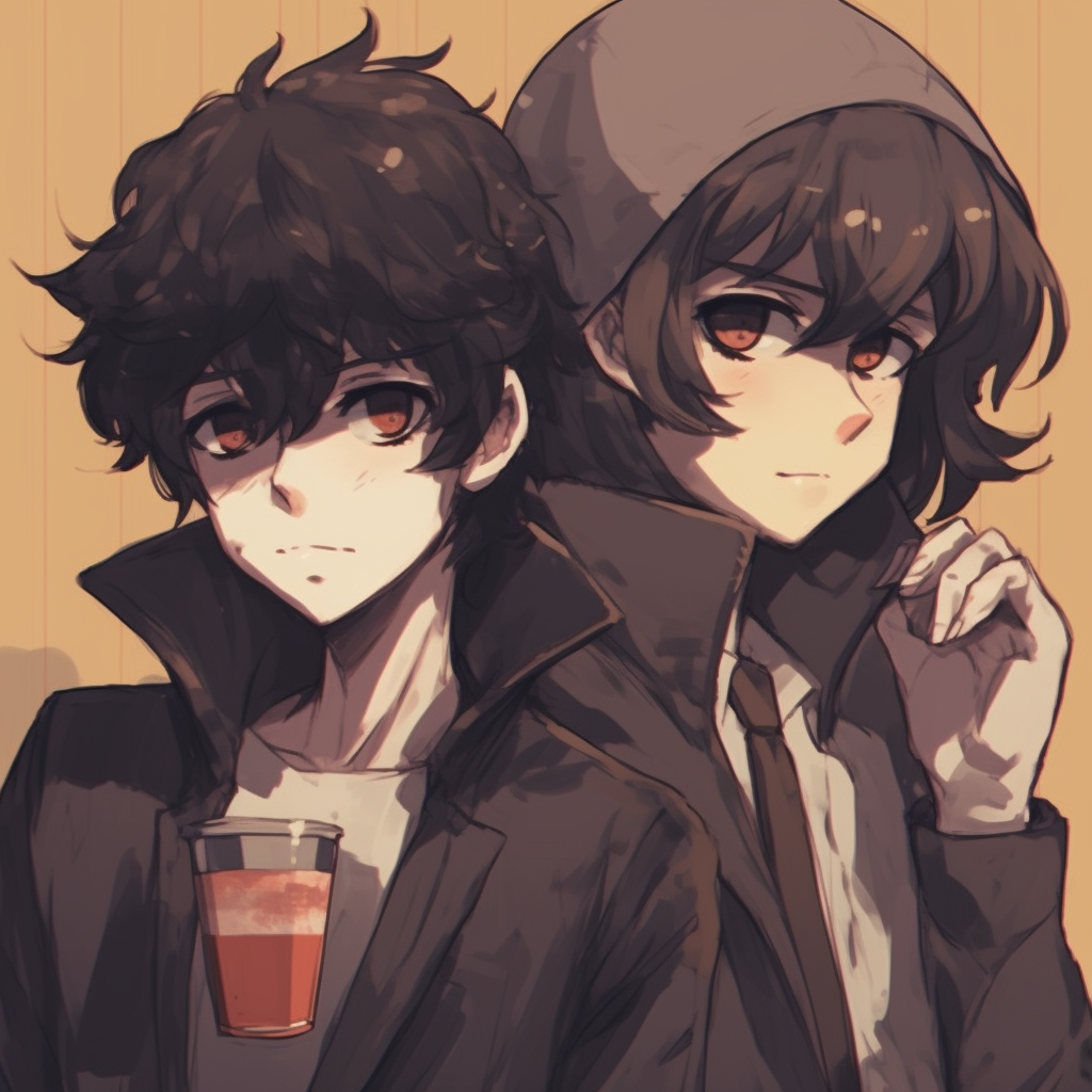 Profile picture highlighting the friendship between Spike and Jet, strong lines and saturated colors. classic anime matching pfp for best friends