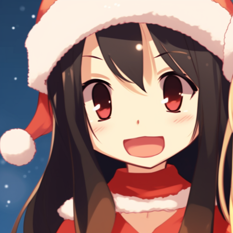 Two characters under a glowing Christmas tree, soft illumination and intricate detailing on the tree. adorable matching christmas pfp gif pfp for discord.