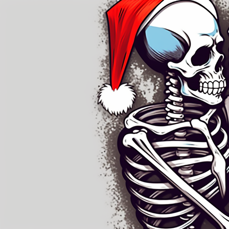 Two skeleton characters, one kissing the other's cheek under a mistletoe, soft colors and gentle style. matching christmas pfp skeleton kissing - animated display pfp for discord.