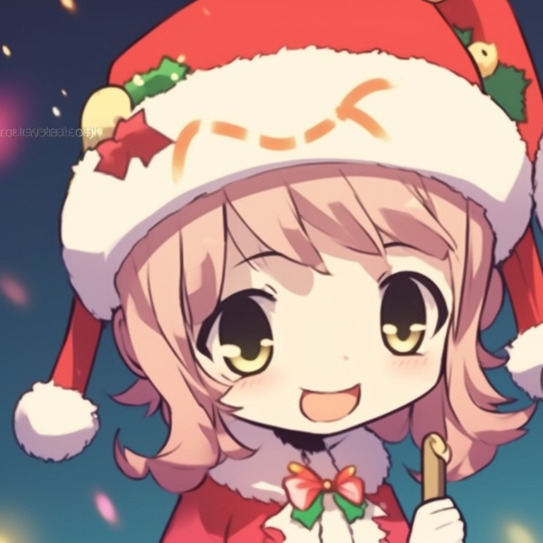 Two characters exchanging gifts, rich color palette and detailed background. cute matching christmas pfp cartoon pfp for discord.