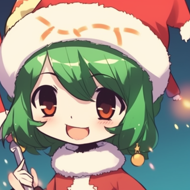 Two characters exchanging gifts, rich color palette and detailed background. cute matching christmas pfp cartoon pfp for discord.