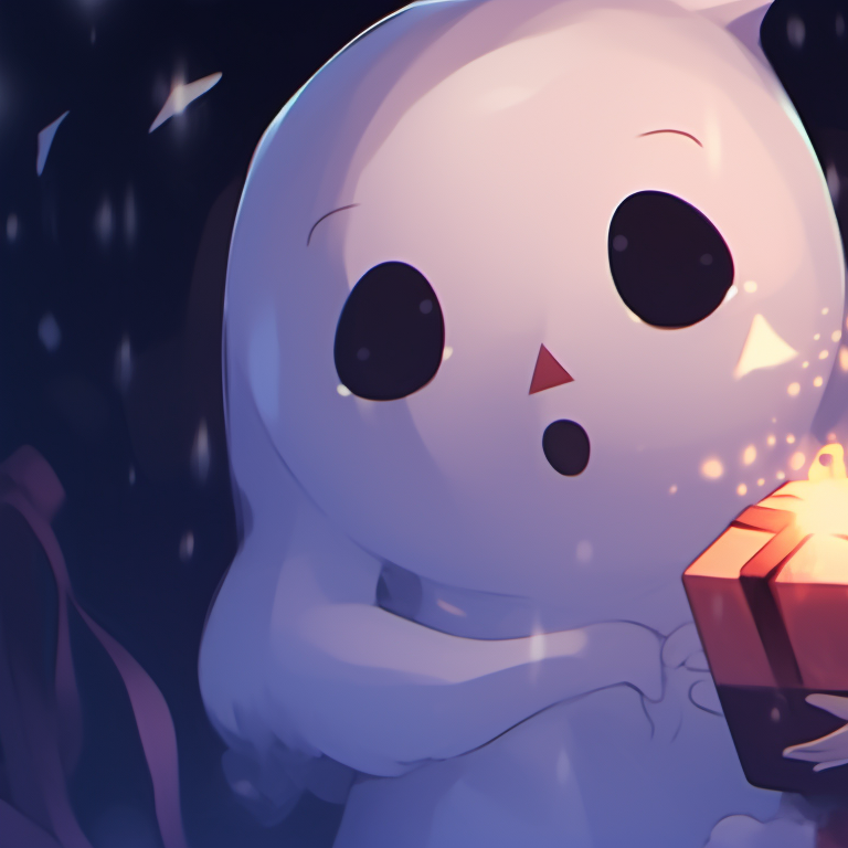 Two ghost characters in the snow, high contrast detail on the falling flakes. matching christmas pfp ghost illustrations pfp for discord.